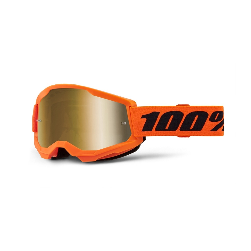 Lunettes de moto-cross 100% STRATA 2 Nouveau orange (plexi or)