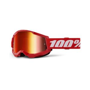 Lunettes de moto-cross 100% STRATA 2 Nouveau rouge (plexi rouge)
