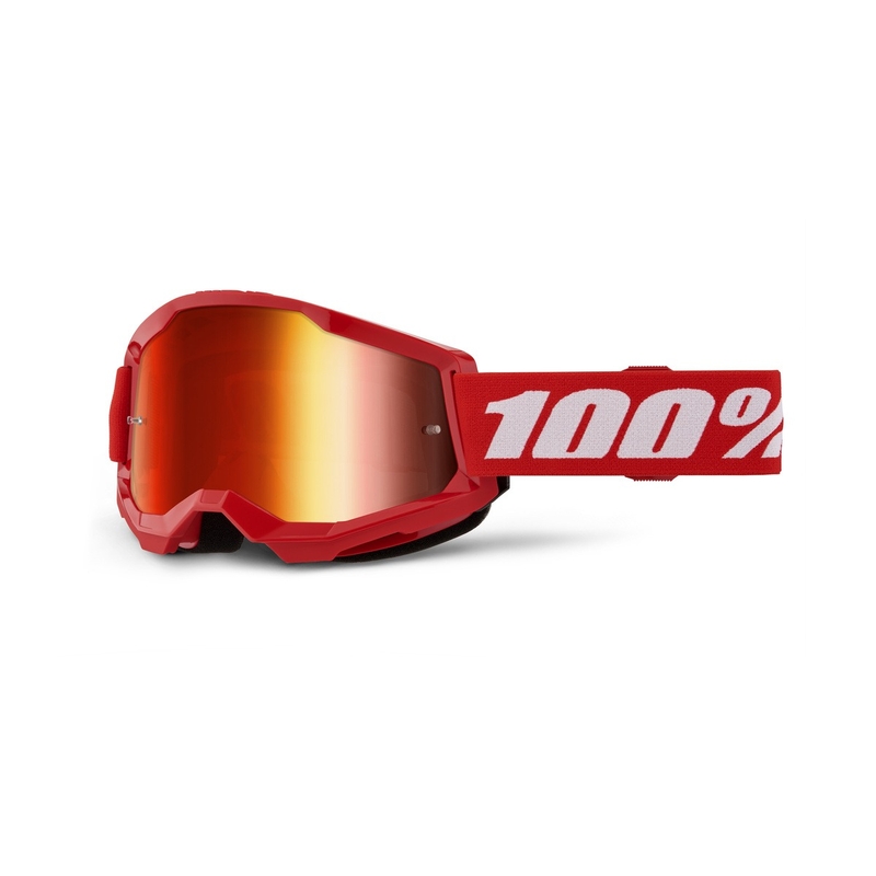 Lunettes de moto-cross 100% STRATA 2 Nouveau rouge (plexi rouge)