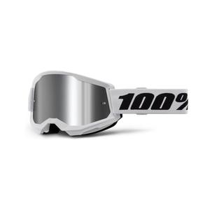 Lunettes de moto-cross 100% STRATA 2 Nouveau blanc (plexi argenté)