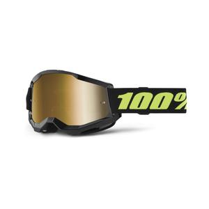 Lunettes de moto-cross 100% STRATA 2 New Solar black (gold plexi)