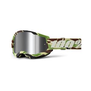 Lunettes de moto-cross 100% STRATA 2 New War Camo vert (plexi argenté)