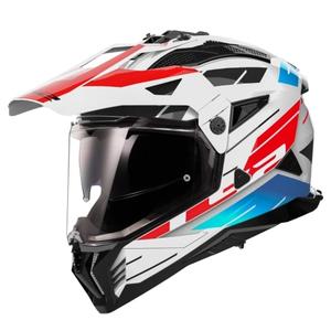 Casque moto enduro LS2 MX702 PIONEER II NAMIB blanc-bleu-rouge
