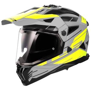 Casque moto enduro LS2 MX702 PIONEER II NAMIB gris-jaune fluo