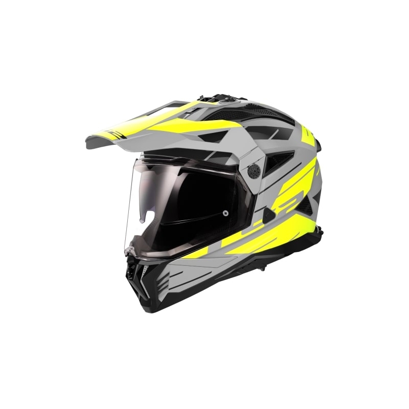 Casque moto enduro LS2 MX702 PIONEER II NAMIB gris-jaune fluo