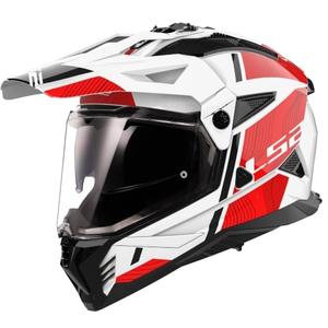 Casque moto enduro LS2 MX702 PIONEER II HILL blanc-rouge