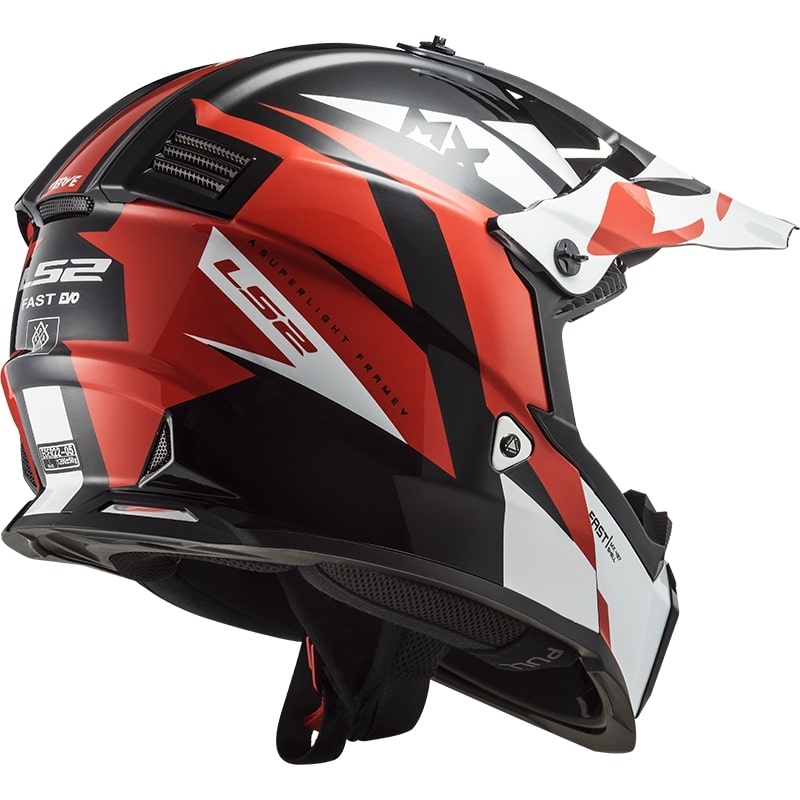 Casque motocross enfants LS2 MX437 FAST EVO MINI STRIKE noir-blanc-rouge