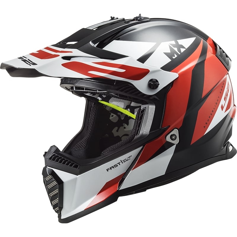 Casque motocross enfants LS2 MX437 FAST EVO MINI STRIKE noir-blanc-rouge