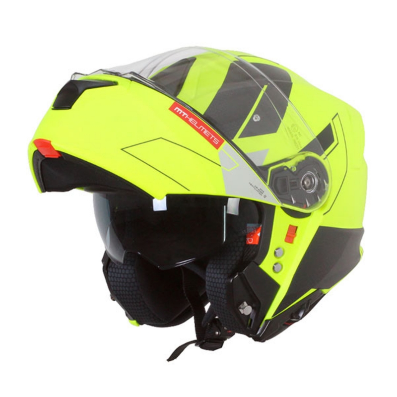 MT Genesis SV Talo C3 jaune fluo-gris mat casque moto modulable