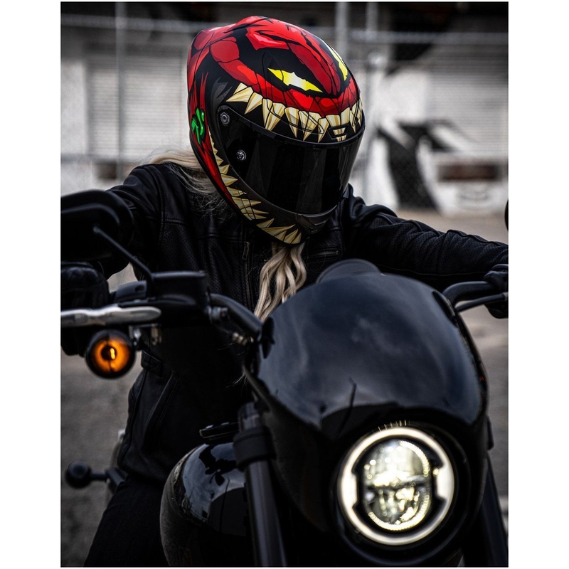Casque moto intégral HJC RPHA 1 Toxin Marvel MC1SF rouge-gris-vert soldes