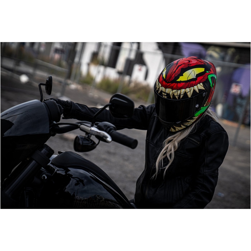 Casque moto intégral HJC RPHA 1 Toxin Marvel MC1SF rouge-gris-vert soldes