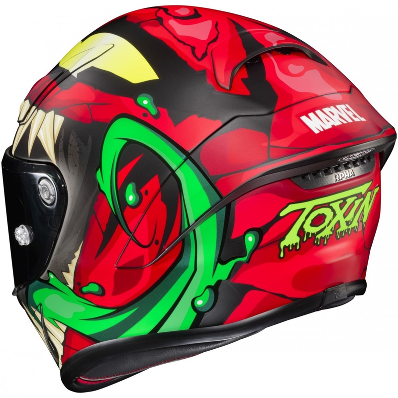 Casque moto intégral HJC RPHA 1 Toxin Marvel MC1SF rouge-gris-vert soldes