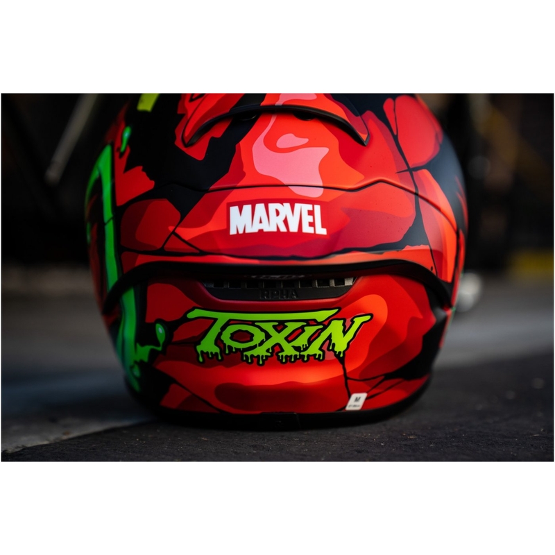 Casque moto intégral HJC RPHA 1 Toxin Marvel MC1SF rouge-gris-vert soldes