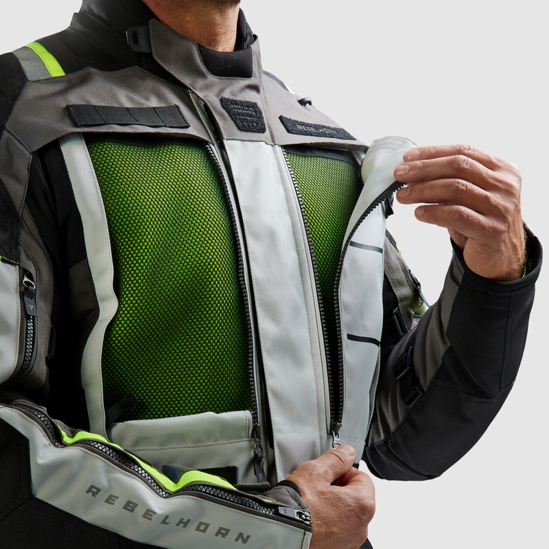 Blouson moto Rebelhorn Cubby V noir-gris-jaune fluo