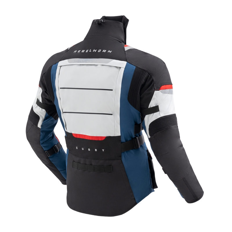 Veste de moto Rebelhorn Cubby V bleu-gris-rouge