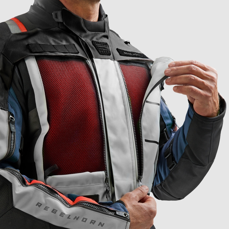 Veste de moto Rebelhorn Cubby V bleu-gris-rouge