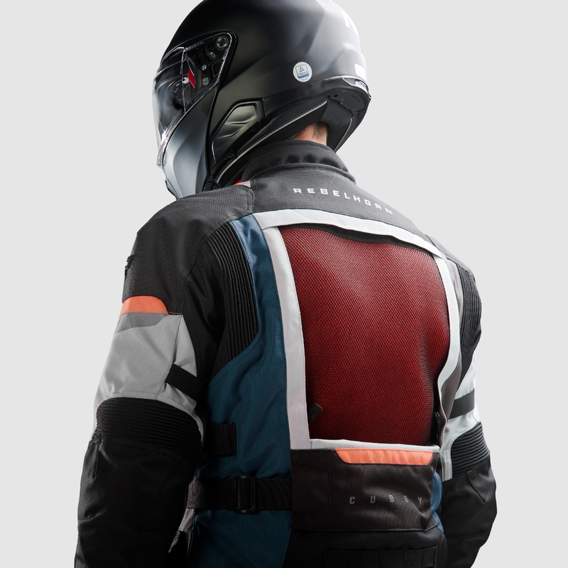 Veste de moto Rebelhorn Cubby V bleu-gris-rouge
