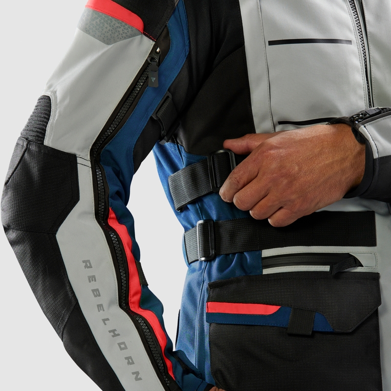 Veste de moto Rebelhorn Cubby V bleu-gris-rouge