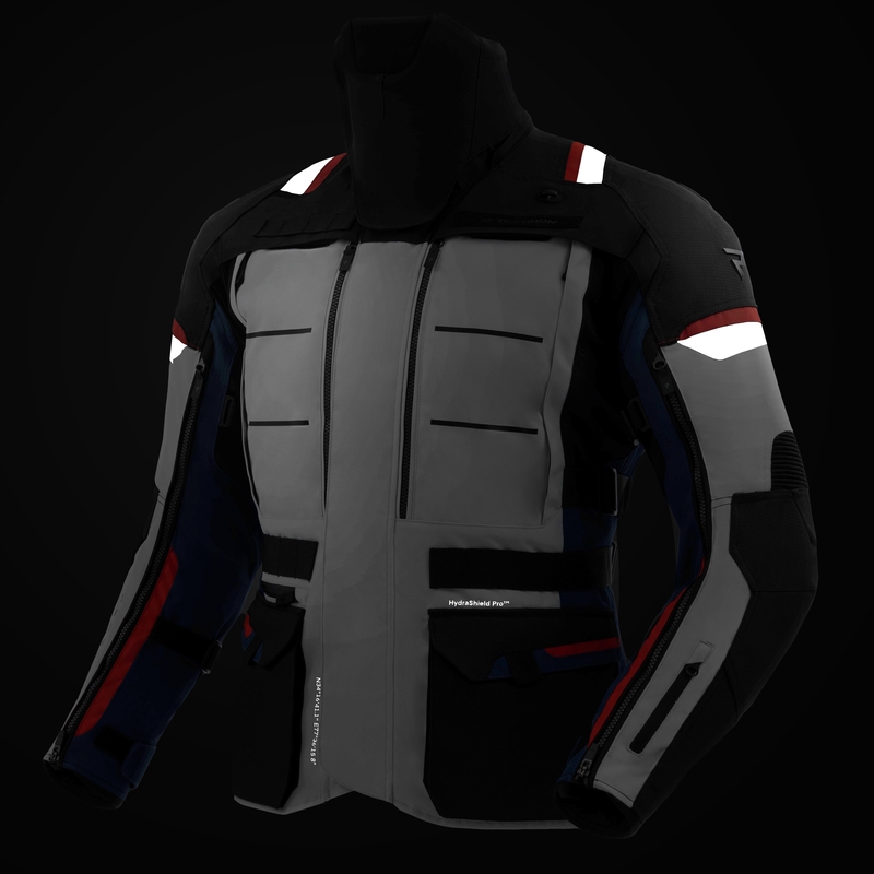 Veste de moto Rebelhorn Cubby V bleu-gris-rouge
