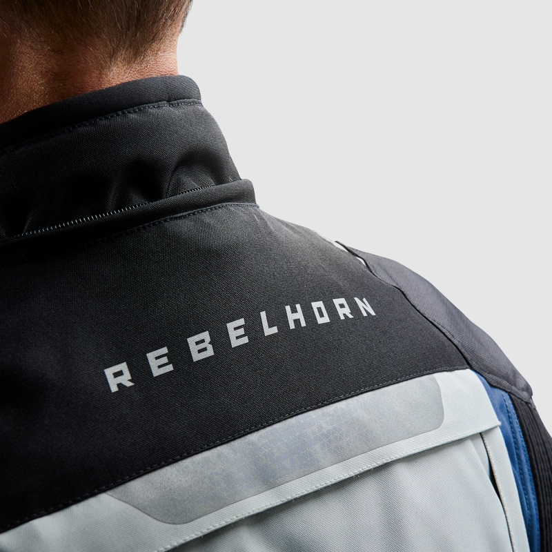 Veste de moto Rebelhorn Cubby V bleu-gris-rouge