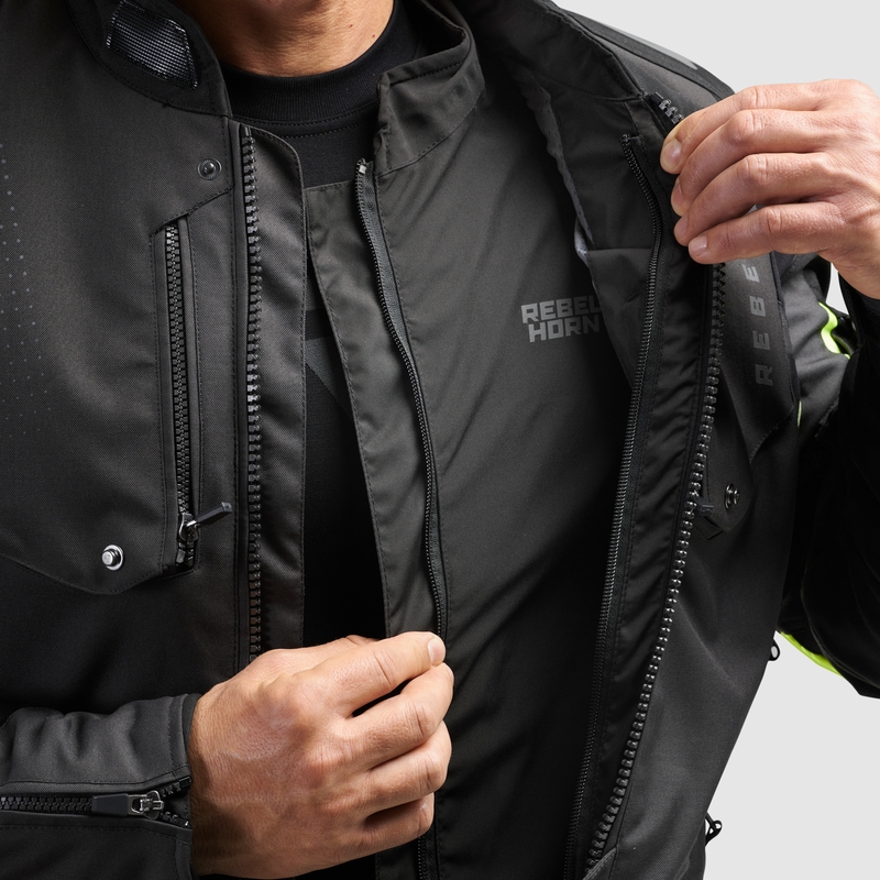 Veste moto Rebelhorn Hiker IV noir-anthracite-jaune fluo