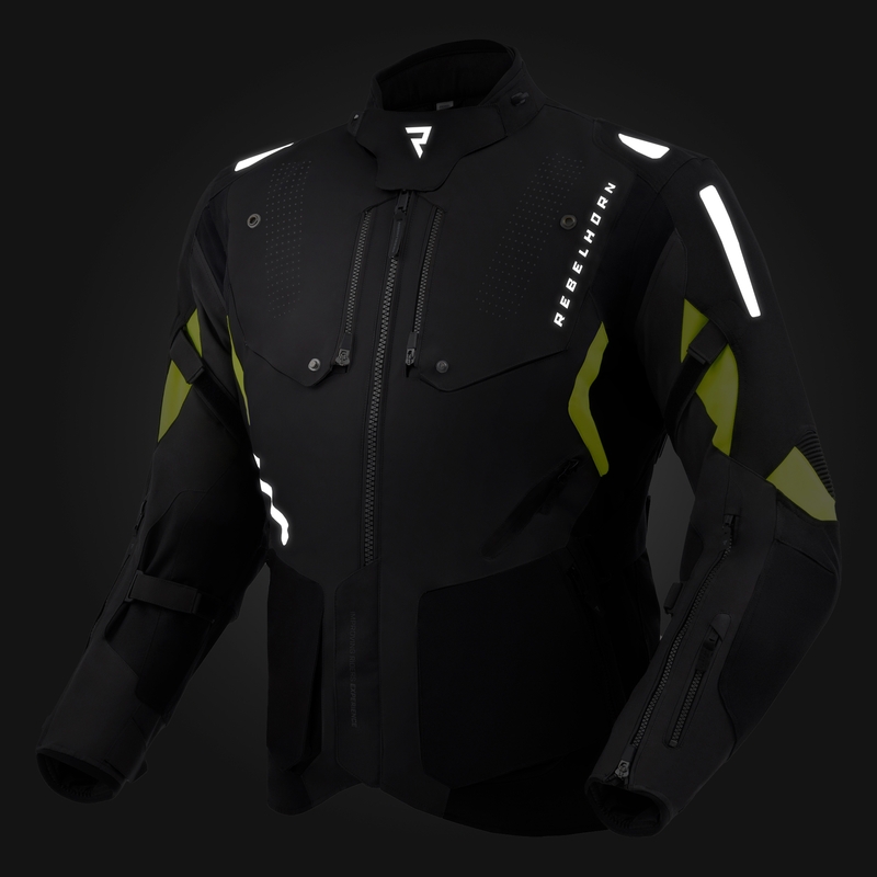Veste moto Rebelhorn Hiker IV noir-anthracite-jaune fluo