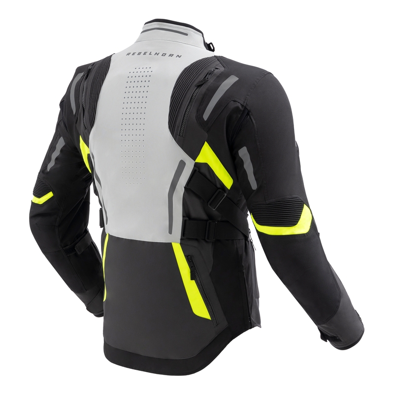 Veste moto Rebelhorn Hiker IV noir-gris-jaune fluo