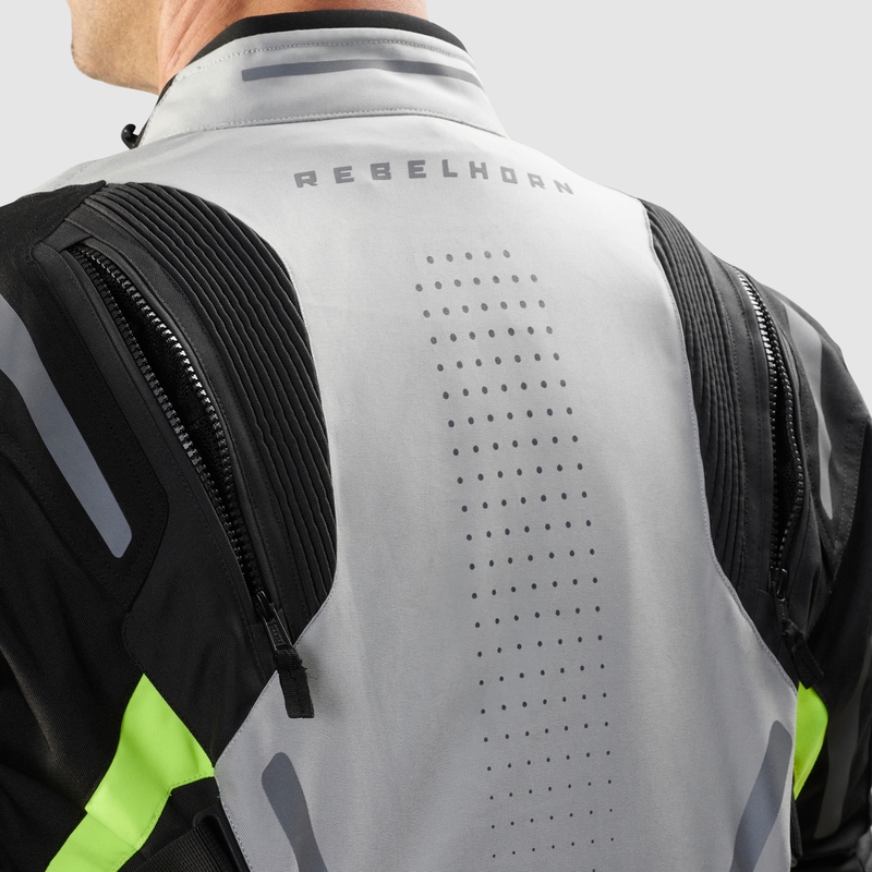 Veste moto Rebelhorn Hiker IV noir-gris-jaune fluo