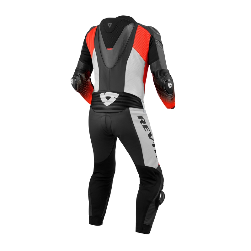 Revit Control Combinaison de moto en cuir noir et rouge fluo