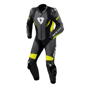 Revit Control Combinaison de moto en cuir noir et jaune fluo