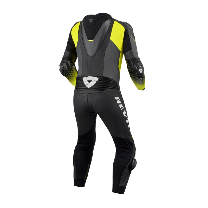 Revit Control Combinaison de moto en cuir noir et jaune fluo