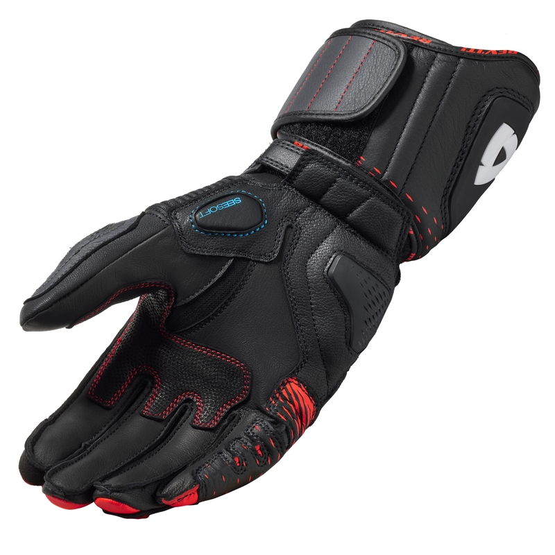 Gants de moto Revit Control noir-rouge fluo