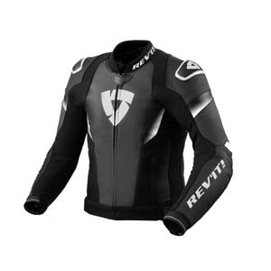 Blouson moto en cuir Revit Control noir-blanc