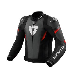 Blouson moto en cuir Revit Control noir-rouge fluo
