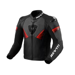 Blouson moto cuir Revit Argon 2 noir-rouge fluo