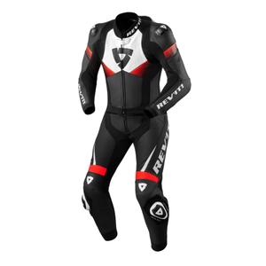 Revit Combi Argon 2 combinaison en cuir noir-rouge fluo