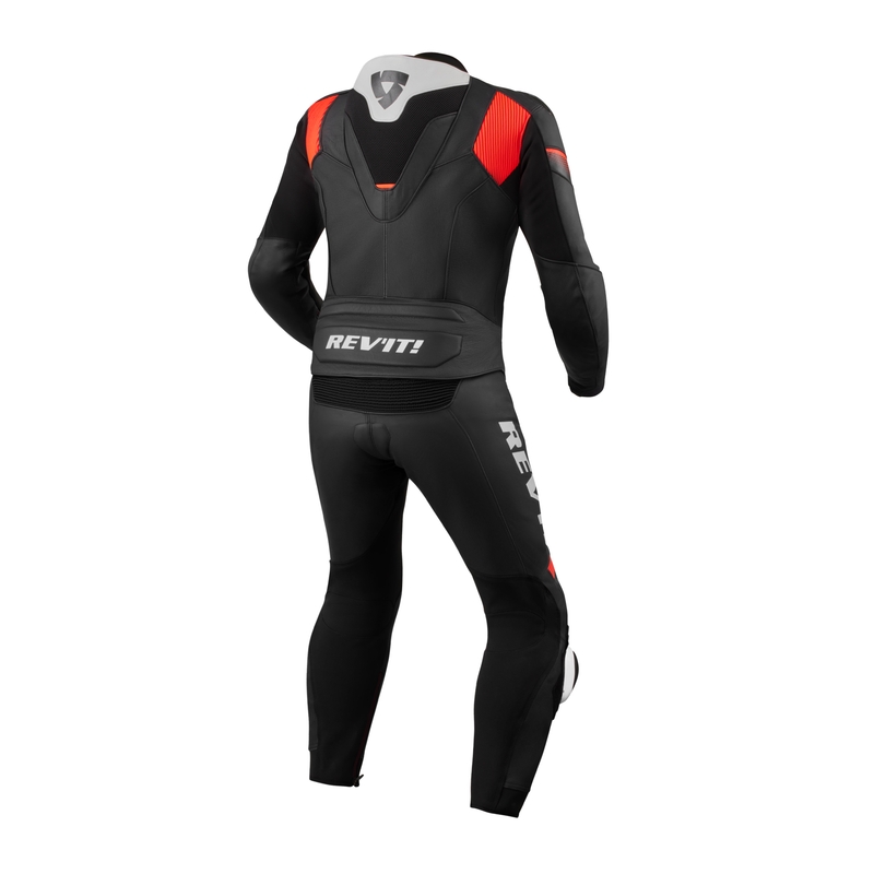 Revit Combi Argon 2 combinaison en cuir noir-rouge fluo