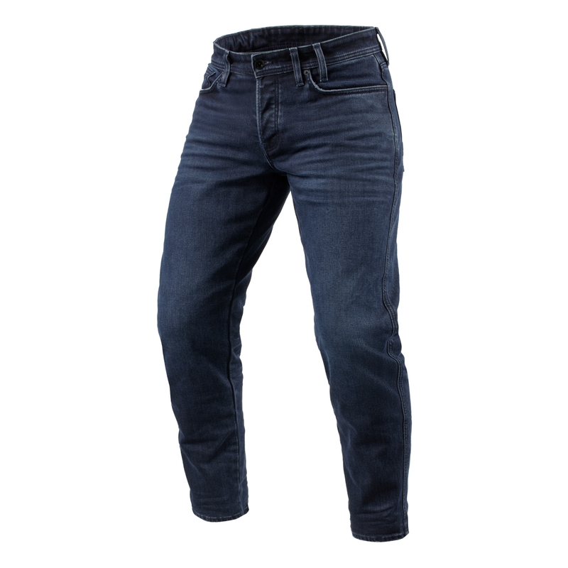 Jean moto Revit Ortes TF délavé bleu foncé-noir