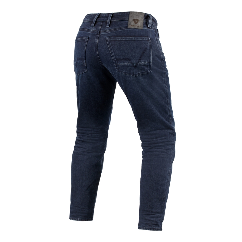 Jean moto Revit Ortes TF délavé bleu foncé-noir