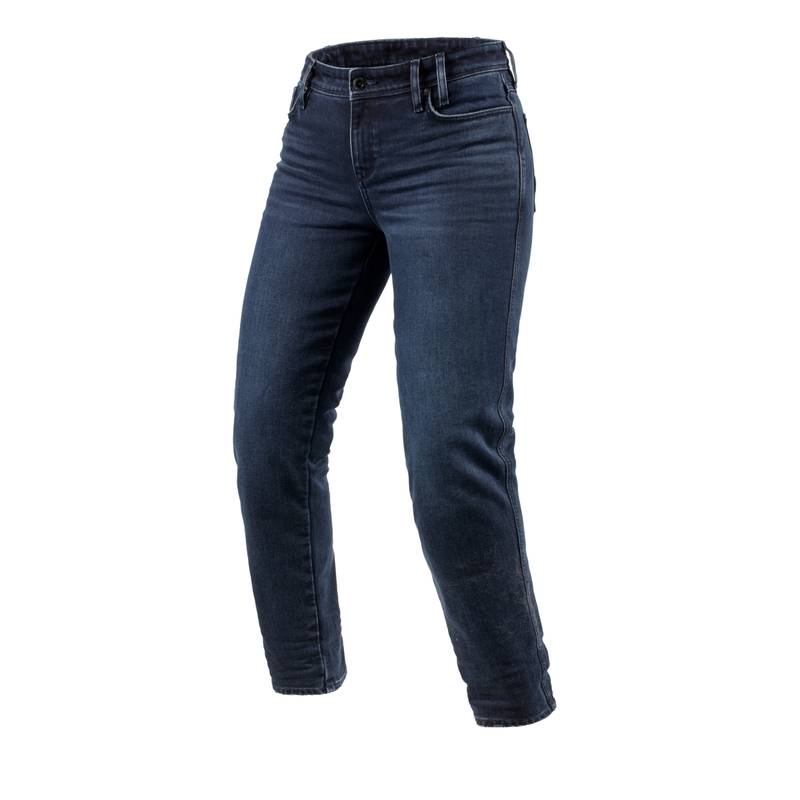 Jeans moto cropped pour femme Revit Violet BF délavé bleu-noir