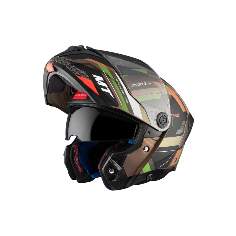 Casque moto MT ATOM 2 SV BAST A6 brun mat-noir-vert