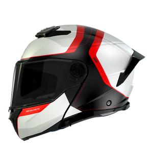 Casque moto MT ATOM 2 SV EMALLA B0 mat blanc-noir-rouge