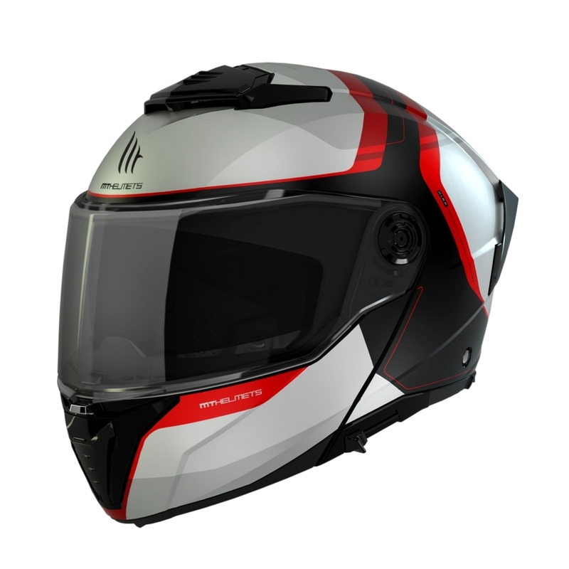 Casque moto MT ATOM 2 SV EMALLA B0 mat blanc-noir-rouge