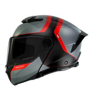 Casque moto MT ATOM 2 SV EMALLA B15 gris mat-noir-rouge