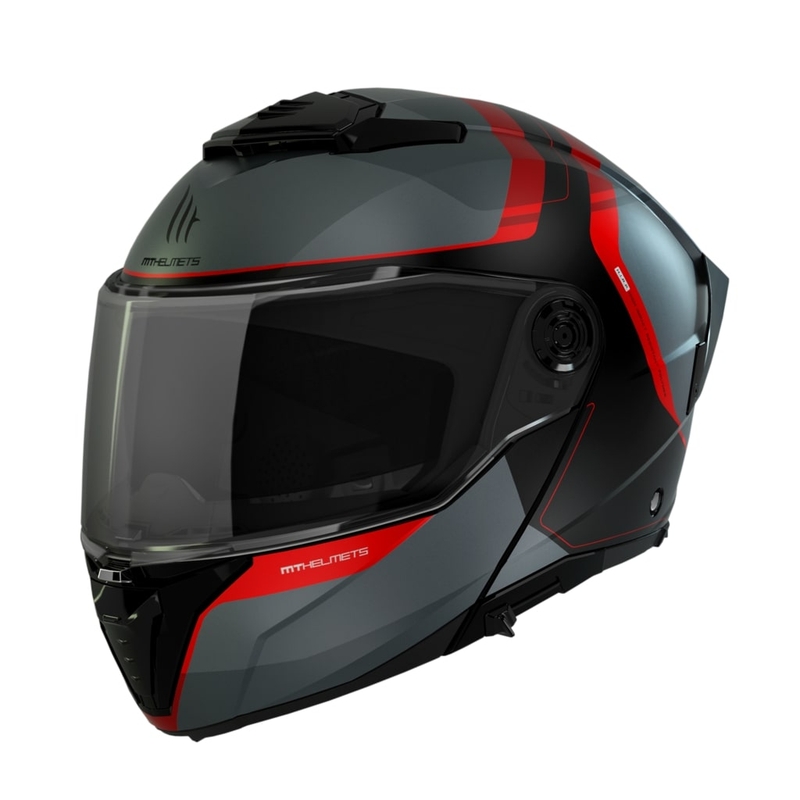 Casque moto MT ATOM 2 SV EMALLA B15 gris mat-noir-rouge