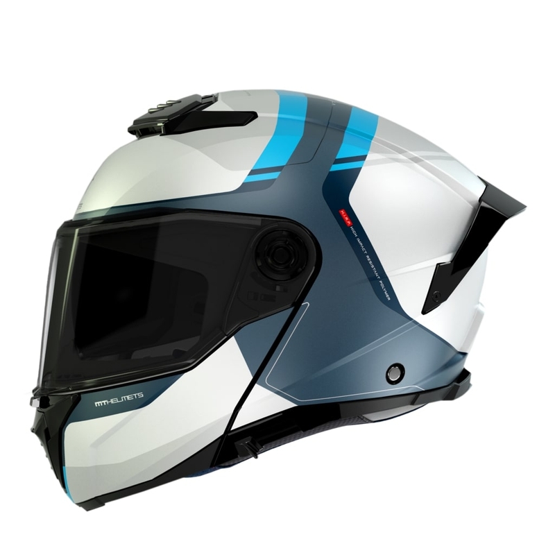 Casque moto MT ATOM 2 SV EMALLA C17 blanc mat-bleu-turquoise