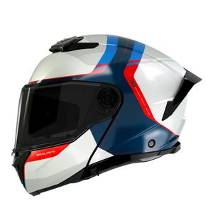 Casque moto MT ATOM 2 SV EMALLA C7 blanc-bleu-rouge
