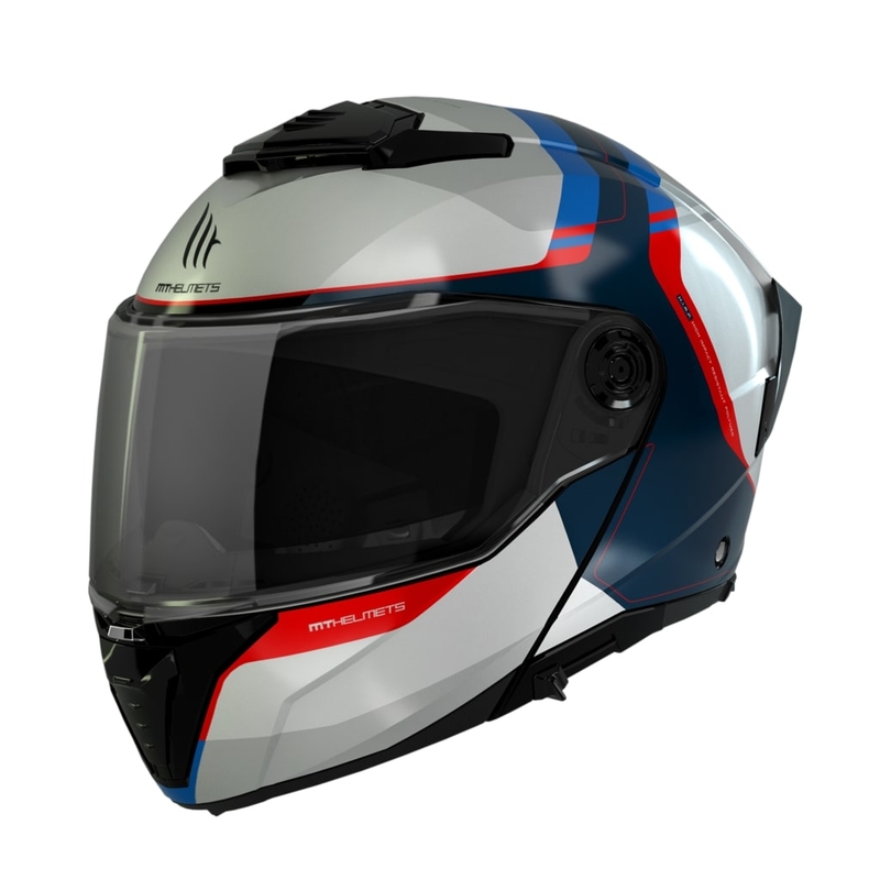 Casque moto MT ATOM 2 SV EMALLA C7 blanc-bleu-rouge