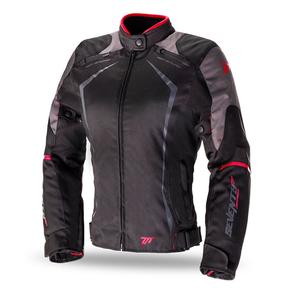 Veste moto femme SEVENTY DEGREES SD-JR49 noir-rouge