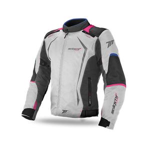 Veste moto femme SEVENTY DEGREES SD-JR49 gris-bleu-rose